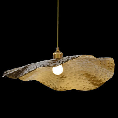 Moderne Hängelampe in Lotusblatt-Form mit goldenem Bronzeton, 1-flammig 