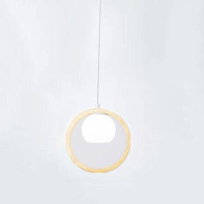 Modern Wooden Circle Ring 1-Light Pendant Light