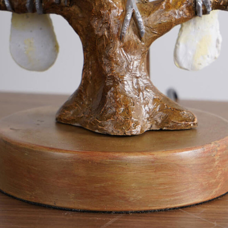 Nordic Leaf Fabric Resin Bird Design 1-Light Table Lamp