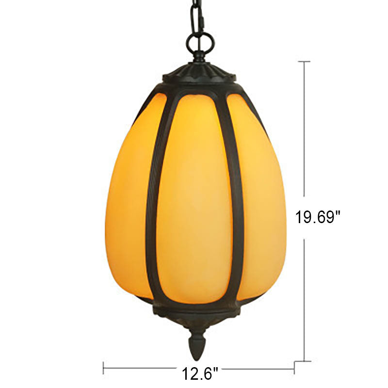 Modern Imitation Jade Shade Pumpkin 1-Light Outdoor Pendant Light