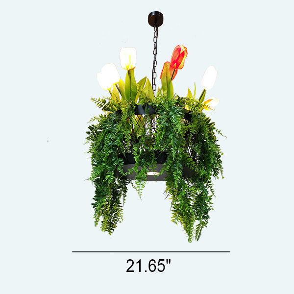 Modern Creative Simulation Plant Flowers Iron 12/13-Light Chandelier