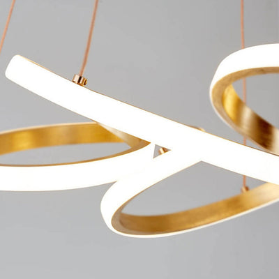 Moderner Luxus Gold Twisted Line Island Light LED Kronleuchter