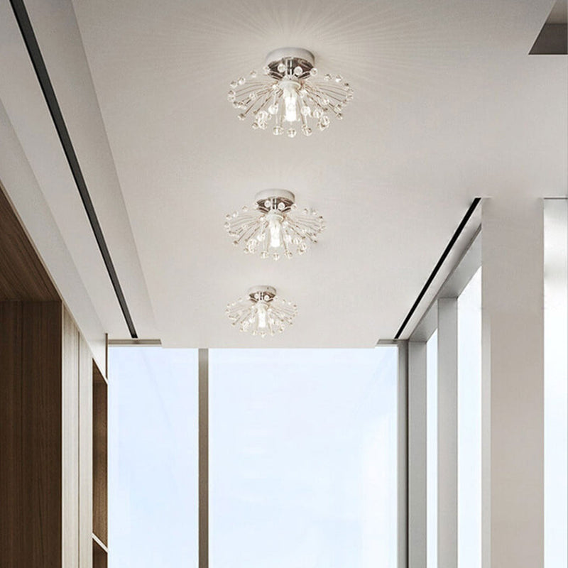 Luz de Techo Semi-Empotrada de 1 Luz con Cristal Dandelion de Lujo Ligero Nórdico 