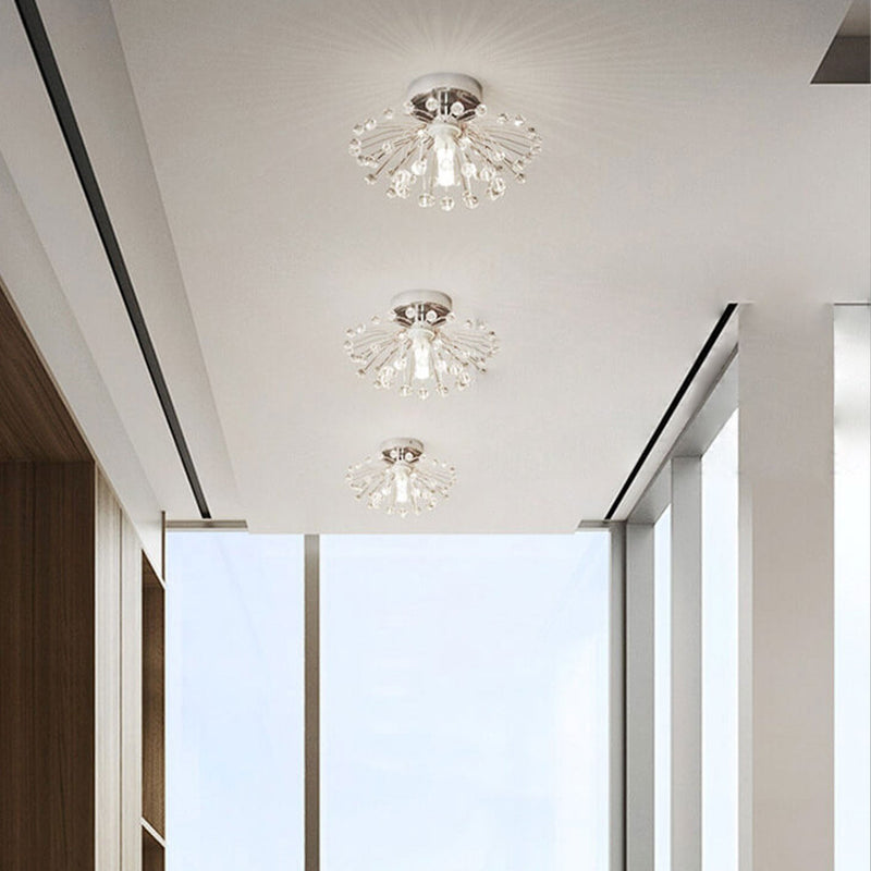 Nordic Light Luxury Crystal Dandelion 1-Light Semi-Flush Mount Ceiling Light
