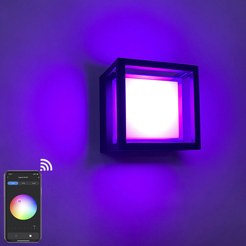 Modern Outdoor Square RGB APP Dimming LED Wall Sconce Lamp