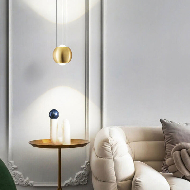 Modern Light Luxury Brass Cylinder Design LED Mini Pendant Light