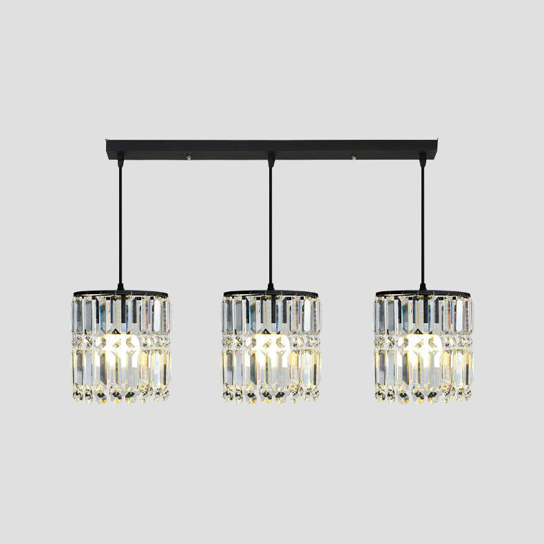 Nordic Light Luxury Crystal Cylinder Dome 1/2/3 Light Chandelier