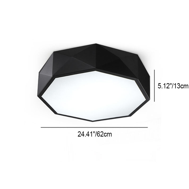 Modern Minimalist Rhombus Geometry Acrylic Iron LED Flush Mount Ceiling Light for Living Room