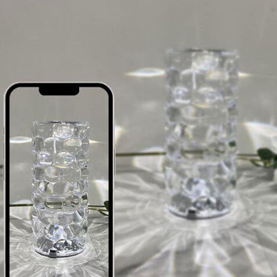 Creative Crystal Diamond Water Drop Rechargeable Touch LED Night Light Table Lamp