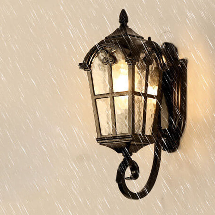 Lanterne murale étanche à 1 lumière en aluminium et verre rétro européen pour l&