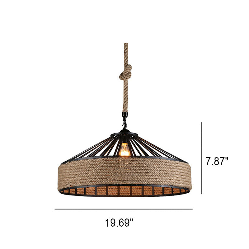 Moderne 1-flammige Pendelleuchte aus Eisenschnur im Industriedesign 