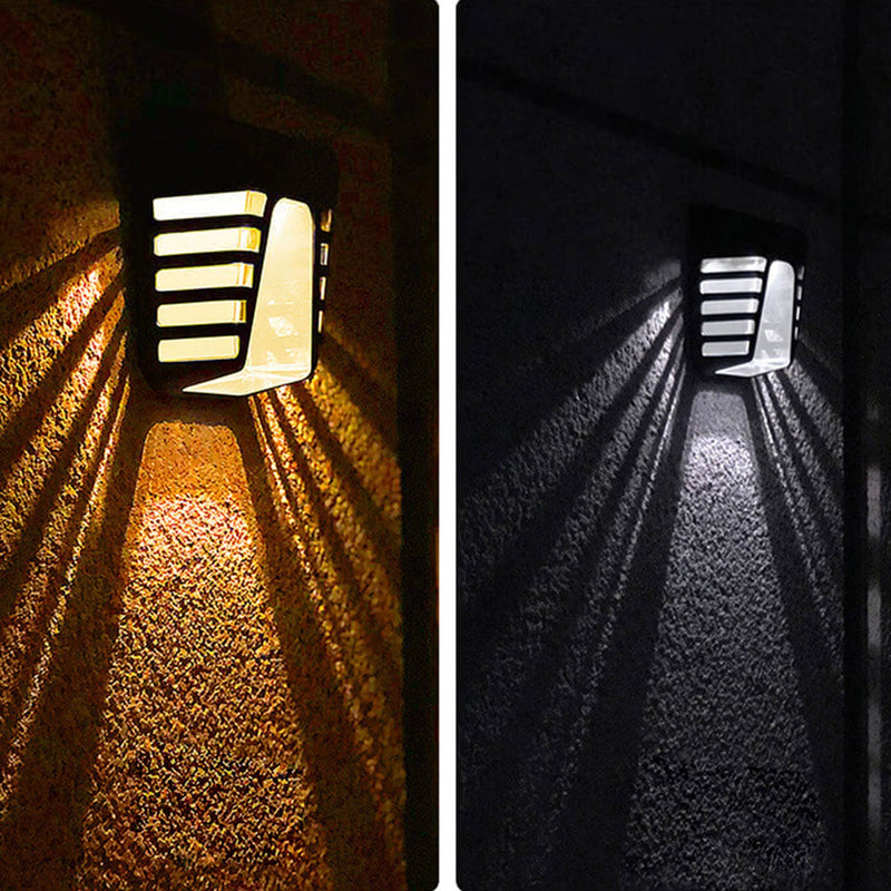 Solar Square Striped Design Outdoor Fence Wall Sconce Lamp