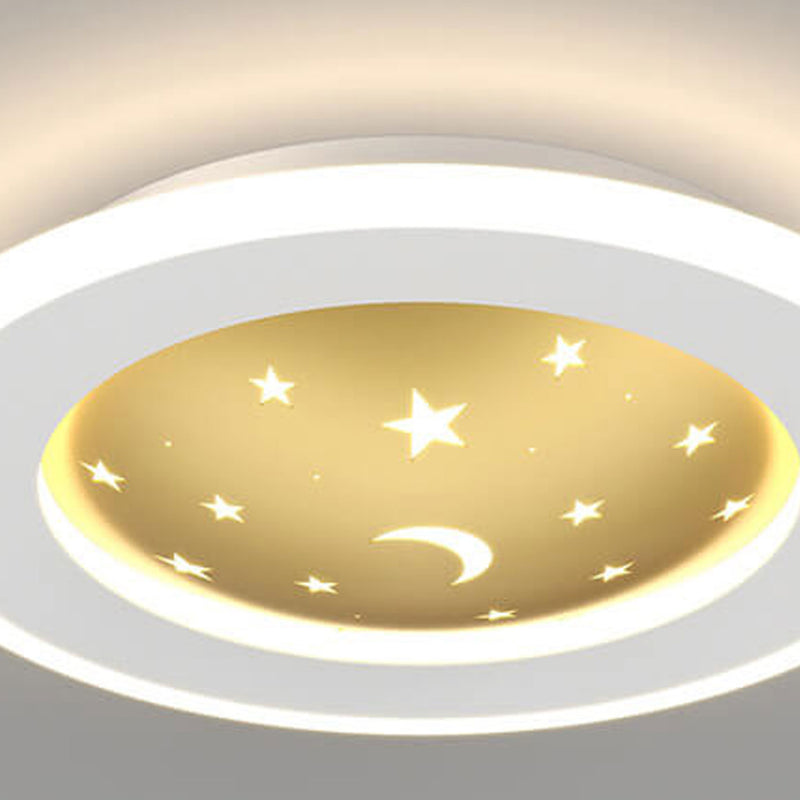 Nordic Minimalist Starry Sky Square Round Wrought Iron Aluminum LED Flush Mount Ceiling Light