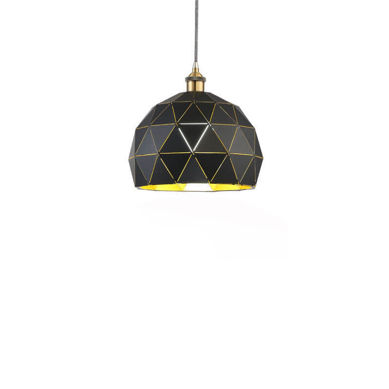 Lámpara Colgante Industrial Simple de Hierro con Cúpula Hueca de Diamante de 1 Luz 