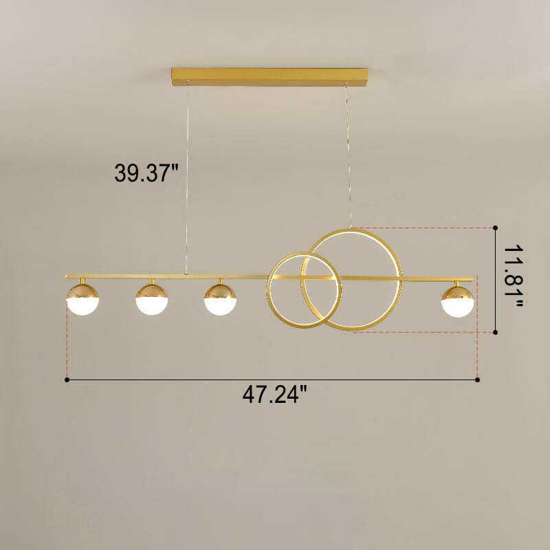 Modern Luxury Long Strip Round Globe Design LED Island Light Chandelier
