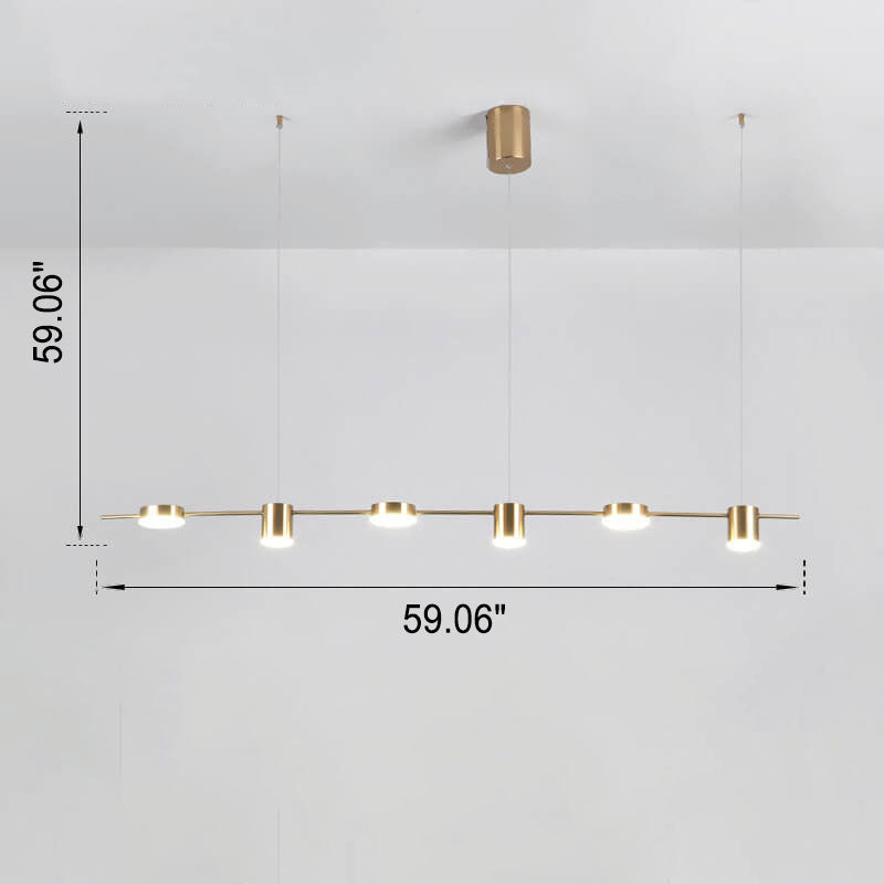 Moderner, minimalistischer LED-Kronleuchter mit rundem Strahler und Inselleuchte