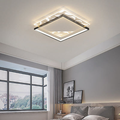 Modern Acrylic Light Luxury Square Feather Design LED Flush Mount Light