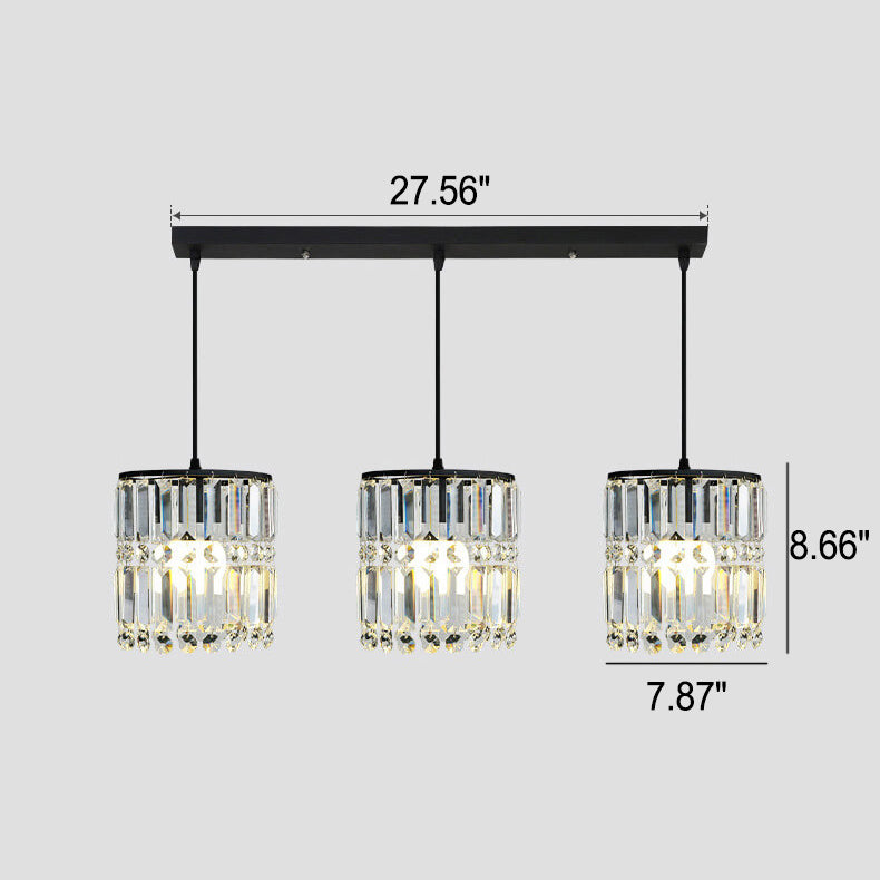 Nordic Light Luxus-Kristall-Zylinderkuppel 1/2/3-Licht-Kronleuchter