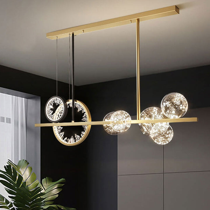 Lustre LED moderne en forme de cercle de cristal et de verre, luminaire de luxe, luminaire décoratif d&