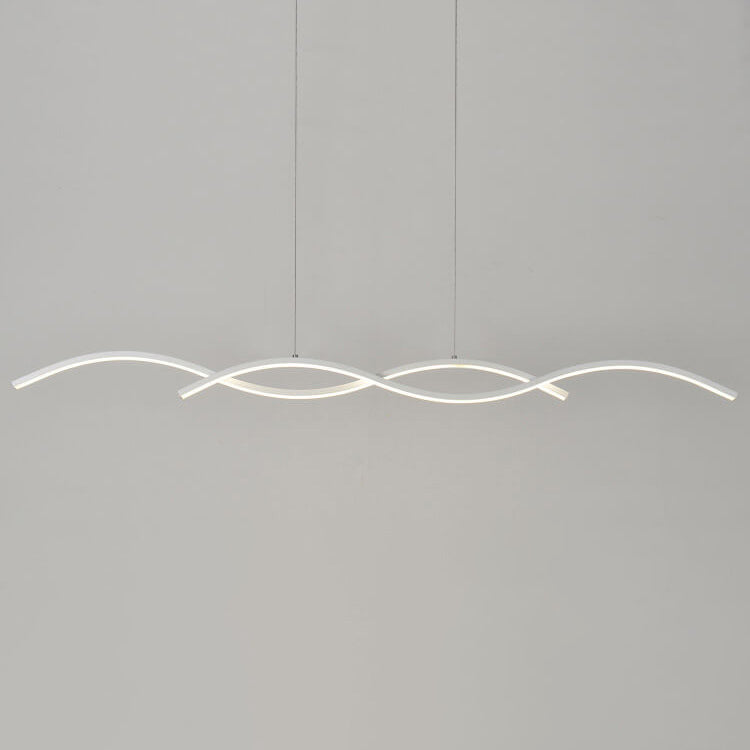 Nordic Minimalist Long Strip Wave Design Island Light LED Chandelier