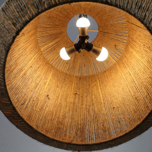 Hemp Rope Weaving 3-Light Barrel Pendant Light