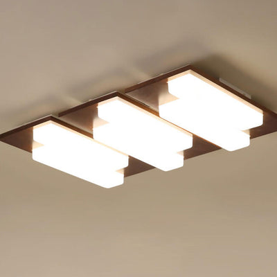 Nordic Creative Walnut Acrylic Rectangular LED Flush Mount Ceiling Light