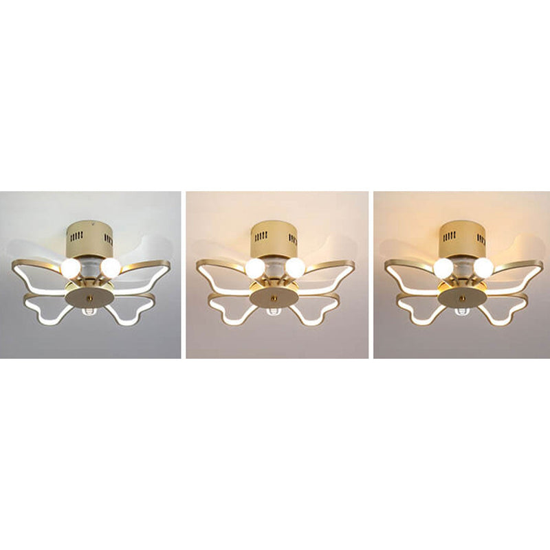 Nordic Creative Butterfly Shape LED Semi-Flush Mount Ceiling Fan Light