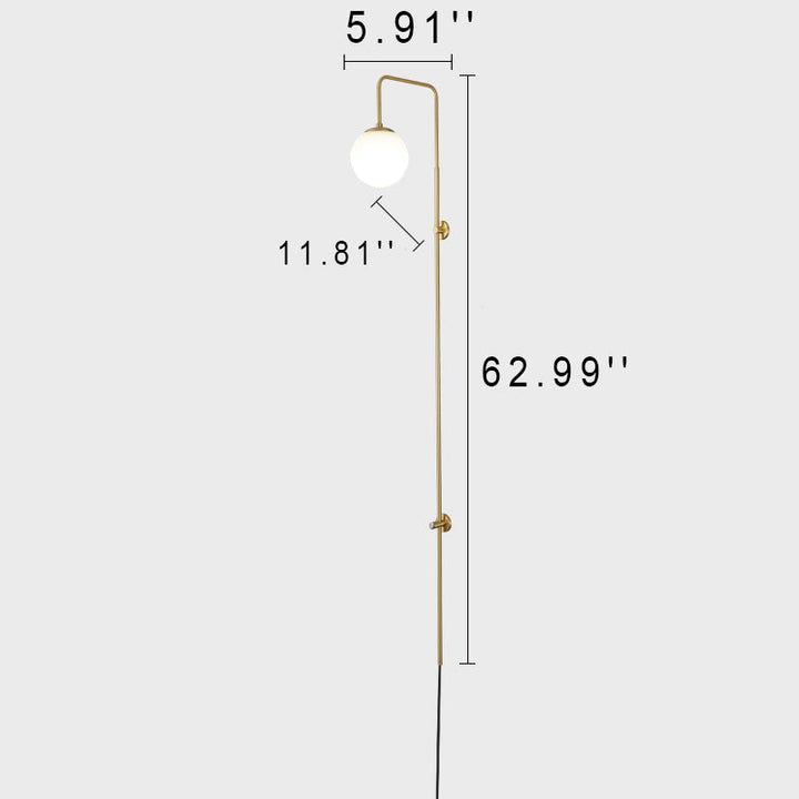Modern Simplicity Glass Shade Full Copper Long Bar 1-Light Wall Sconce Lamp
