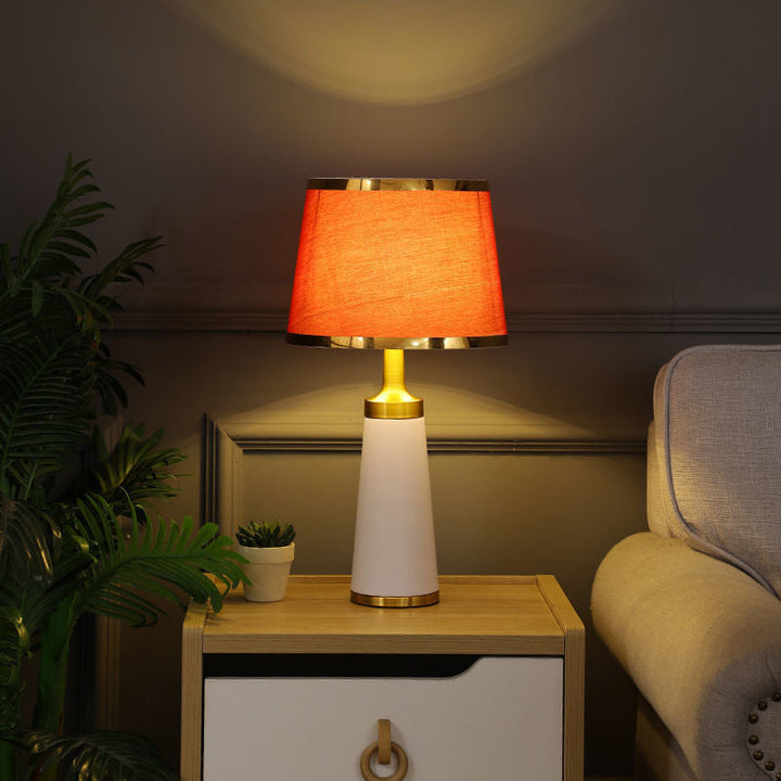 Lámpara de mesa táctil con regulador de intensidad Nordic Fabric Column 1-Light 
