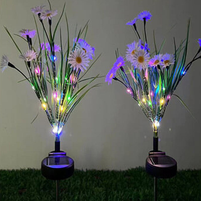 Solar Modern Color Flower Shaped LED Grounding Plug Outdoor Light