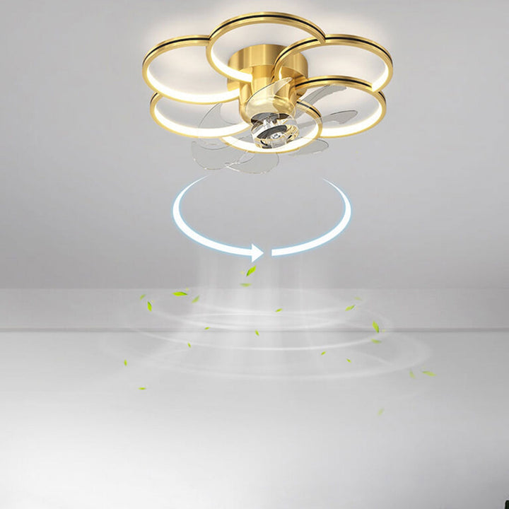 Modern Luxury Flower Petal Design LED Flush Mount Ceiling Fan Light
