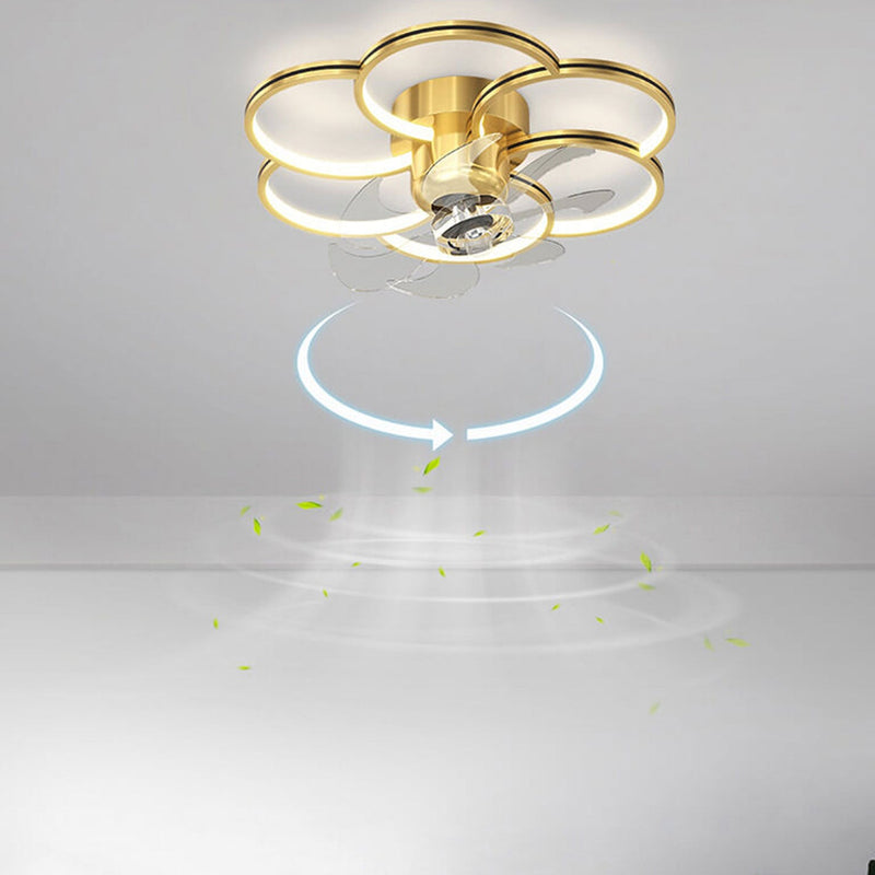 Modern Luxury Flower Petal Design LED Flush Mount Ceiling Fan Light