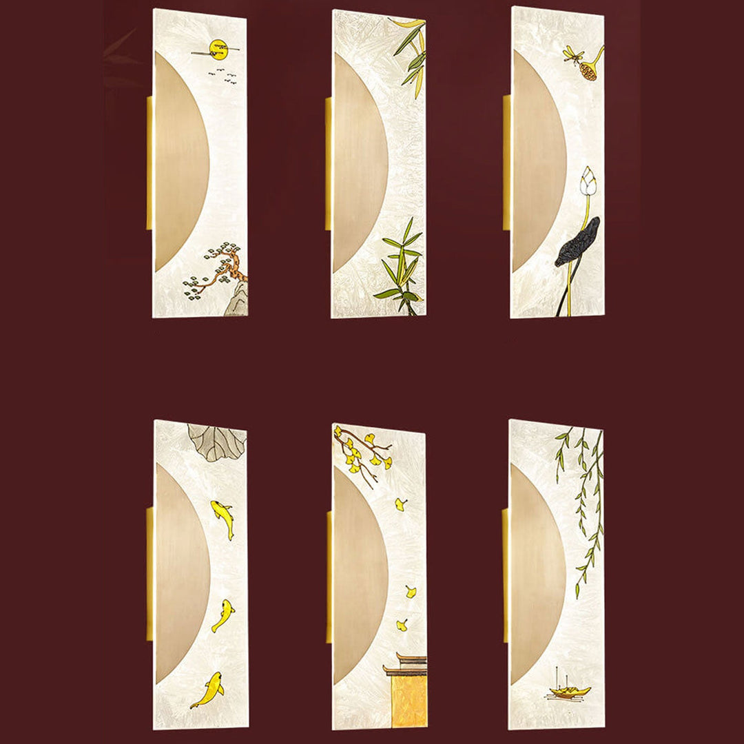 Nouveau style chinois applique murale LED design ultra-mince en cuivre complet 