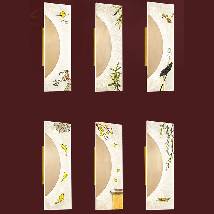 Nouveau style chinois applique murale LED design ultra-mince en cuivre complet 