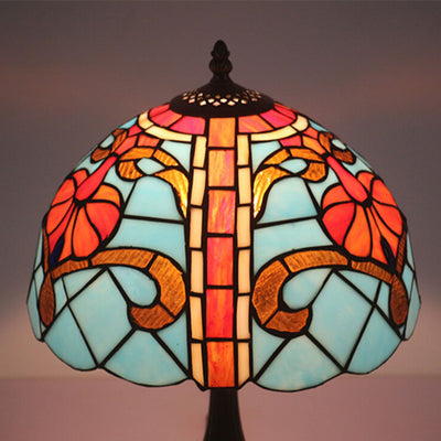 Lampe de table méditerranéenne à 1 lumière en verre Tiffany européen 