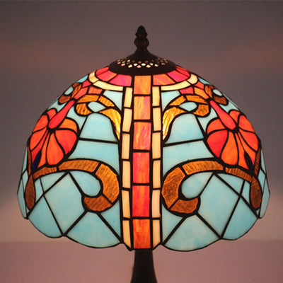 European Tiffany Stained Glass 1-Light Mediterranean Table Lamp