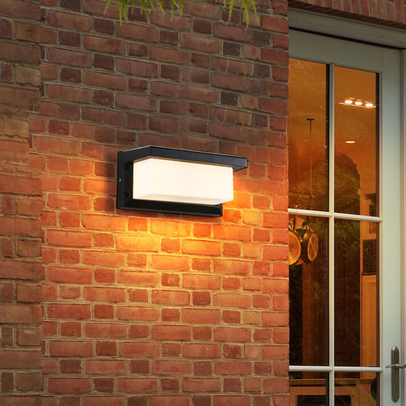Lampe murale LED étanche moderne à géométrie carrée solaire 