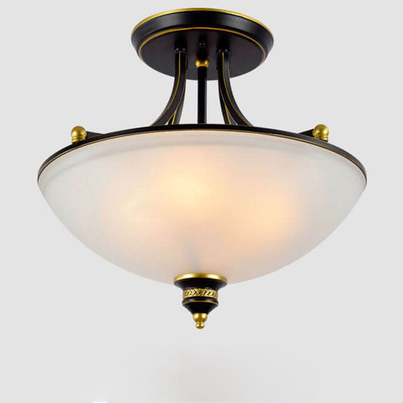 Vintage Luxury Glass Bowl Design 4-Light Semi-Flush Mount Ceiling Light