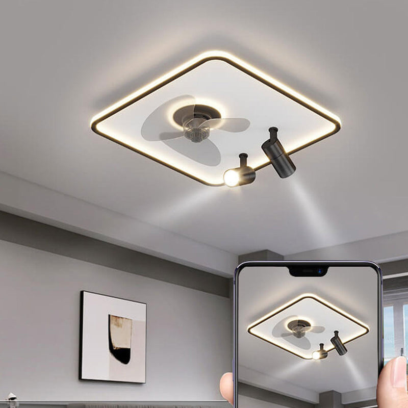 Minimalist Ultra-thin Square Spotlight  LED Flush Mount Ceiling Fan Light