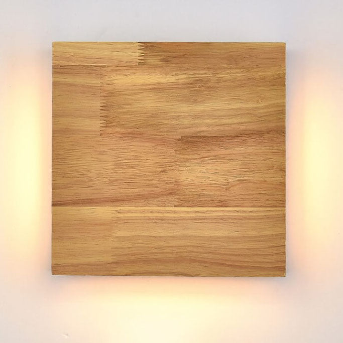 Aplique de pared LED rectangular de madera de tronco Wabi-sabi japonés 