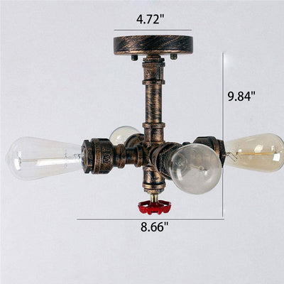 Lustre industriel rétro en fer forgé à 4 lumières 