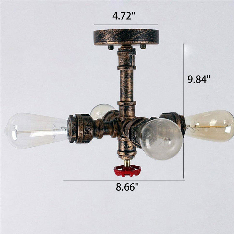Lustre industriel rétro en fer forgé à 4 lumières 