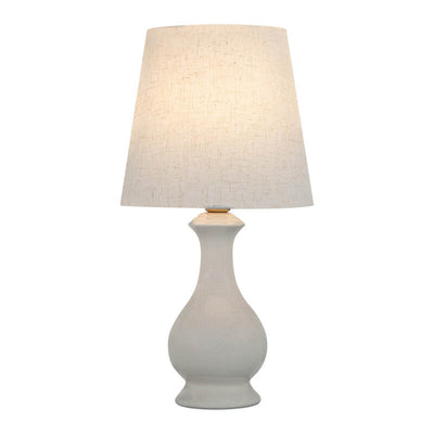 Modern Minimalist Fabric Shade White Ceramic 1-Light Table Lamp