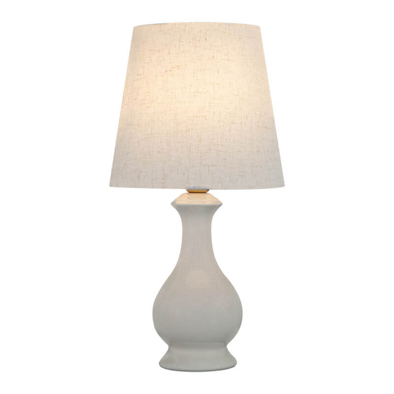 Modern Minimalist Fabric Shade White Ceramic 1-Light Table Lamp