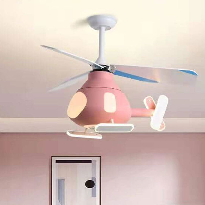 Cartoon Kreatives Flugzeugdesign LED Downrods Deckenventilatorlicht 