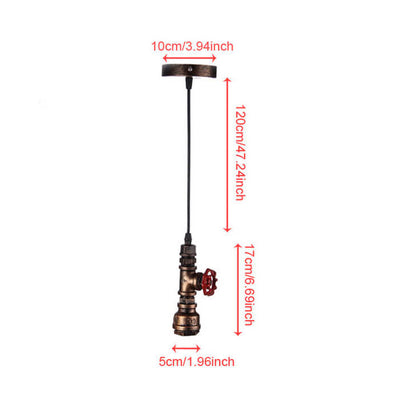 Suspension Luminaire Industriel Rétro en Tuyau d'Eau Métallique Vieilli à 1 Lumière 