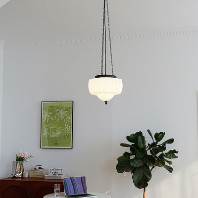 European Vintage Minimalist Glass Iron 1-Light Pendant Light