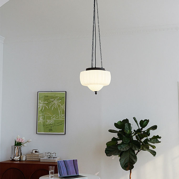 European Vintage Minimalist Glass Iron 1-Light Pendant Light