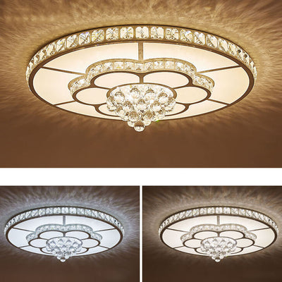 Modern Light Luxury Round Crystal LED Flush Mount Ceiling Light