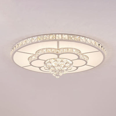 Modern Light Luxury Round Crystal LED Flush Mount Ceiling Light